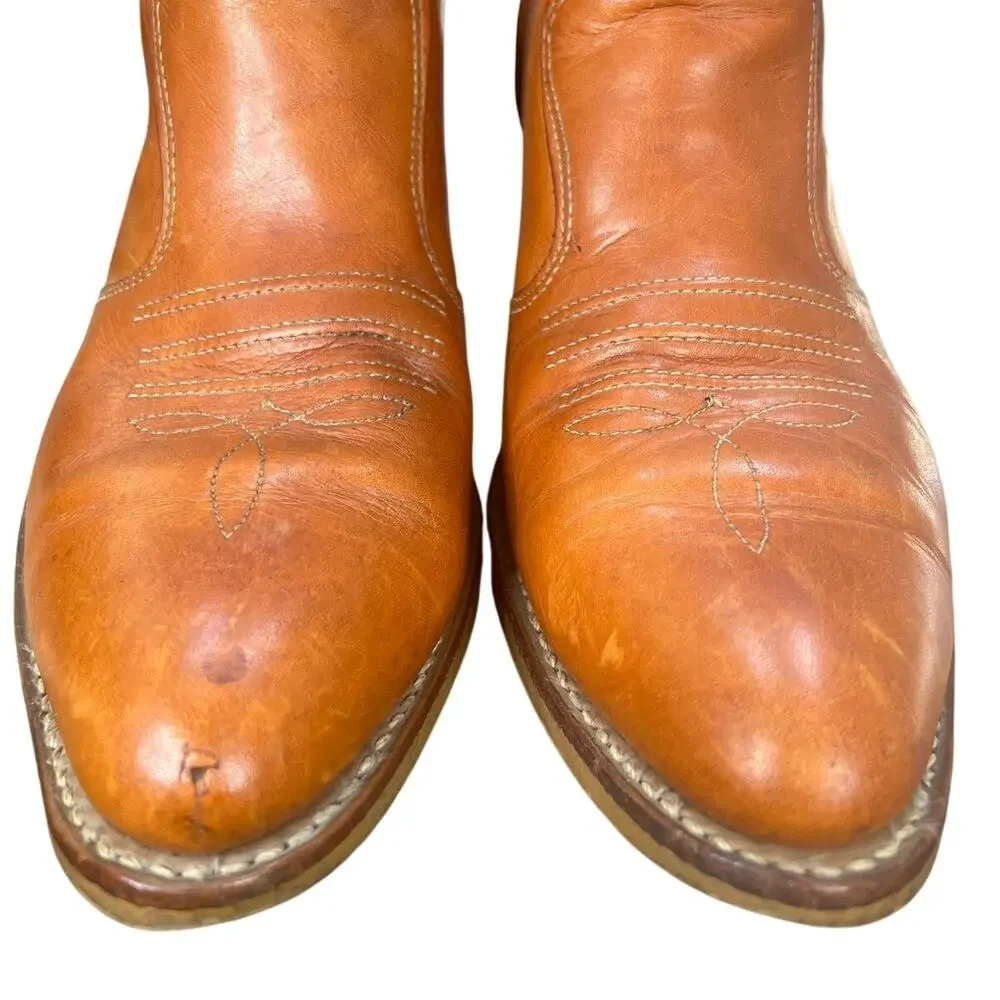 Rare Vintage 70s Double-H Men’s Banana Honey Tan Leather Campus Boots Size 11 D